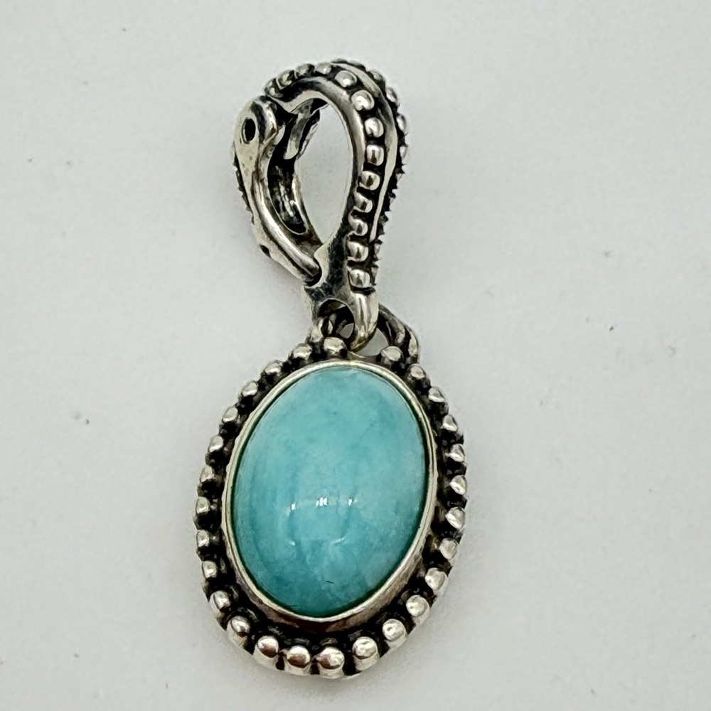 Huge Carolyn Pollack Sterling Southwest Peruvian Amazonite Enhancer Pendant